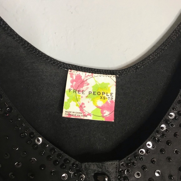 Free People Black Mini Dress xs Sequin Tunic - Picture 2 of 8